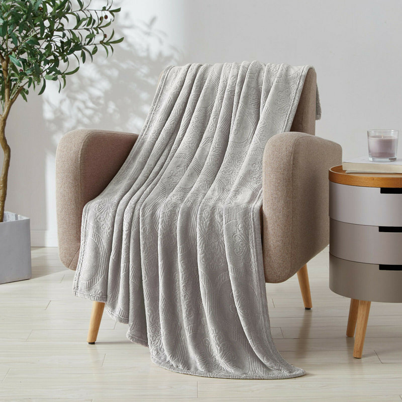 Jeté en molleton ultra doux, Gris
