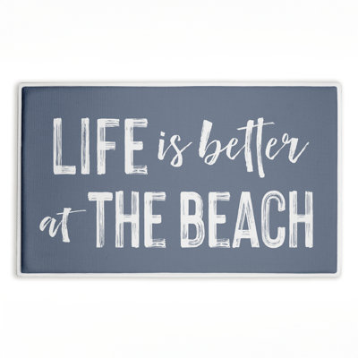 Better At Beach Sentiment Printed Plush Bath Mat and Bath Rug, design by Lettered and Lined, 18"x30"