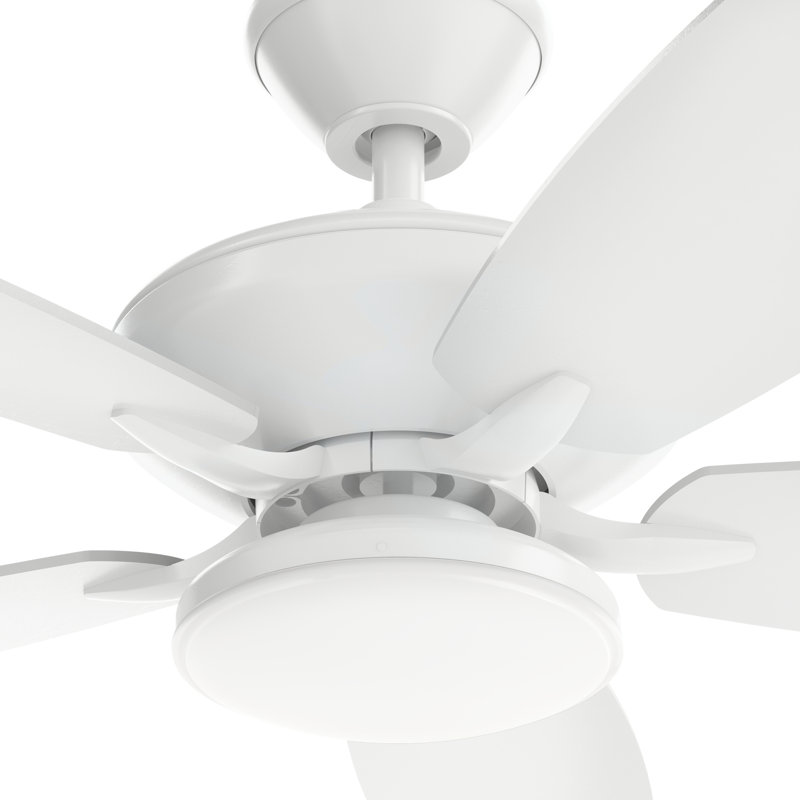 52'' Ceiling Fan with LED Lights, Matte White with Khaki Blade