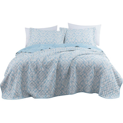 Ivy Floral Medallion Printed Quilt Set