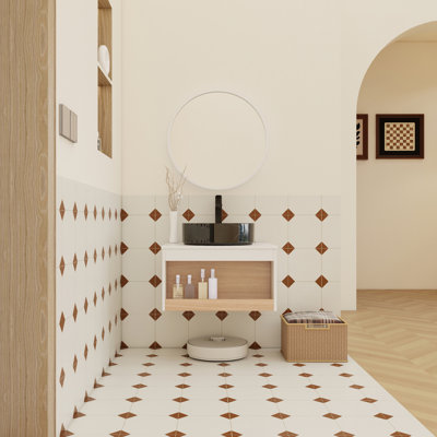 Meuble-lavabo flottant 24 po avec lavabo vasque en marbre noir, meuble-lavabo mural avec tablette ouverte, finition blanche avec décor en bois, conception moderne peu encombrante (livré dans 2 boîtes)