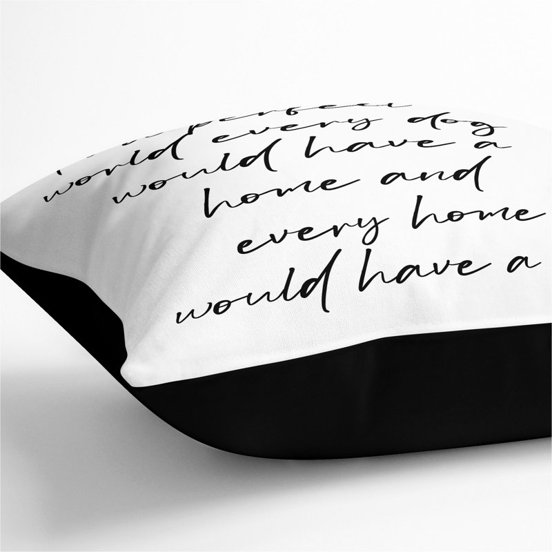 Dog Typography Square Throw Cushion, Black, 55cm H x 55cm W x 20cm D