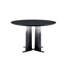 Table de salle à manger ronde en bois aggloméré noir, pieds en dégradé noir et blanc avec base en croix, table de cuisine compacte pour 2 à 4 personnes pour les petits espaces
