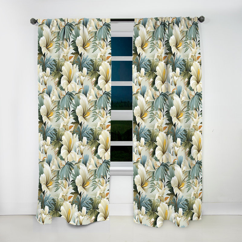 Motif naturel de tranquillité naturelle - Rideau floral - Velours obscurcissant - 1 panneau, L 52 po x L 120 po