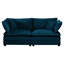 2 places et chaise en chenille bleue, matériaux de qualité, décor de salon élégant, housse en chenille, rembourrage en éponge, élégant