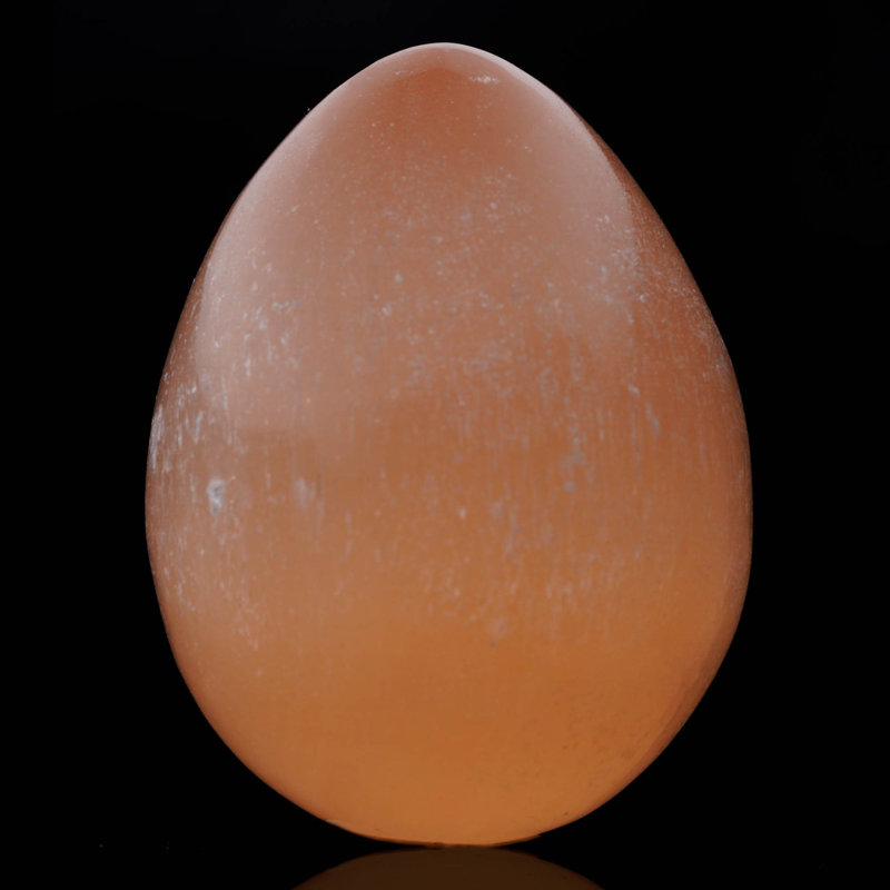 Hand-Carved Orange Selenite Egg From Morocco