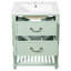 Meuble-lavabo de 60 cm (23,59 po) avec lavabo en céramique, style rétro élégant et vintage, deux tiroirs à fermeture douce, étagère ouverte, fini lustré, compatible avec robinetterie de 20 cm (8 po), forme ondulée en U.