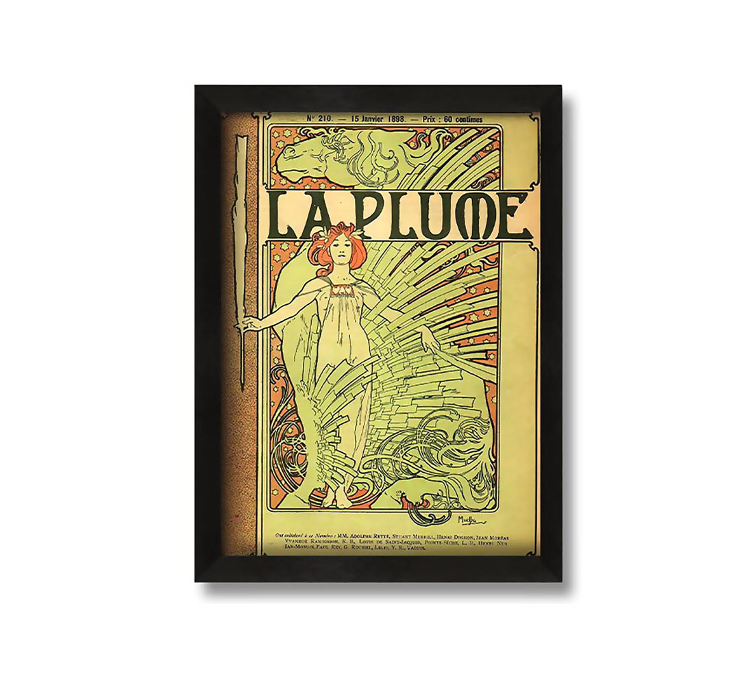 Gerahmtes Leinwandbild La Plume von Alphonse Mucha