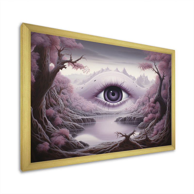 " Minds Eye Surreal Landscape ", Gold Picture Framed, 16" H x 32" W x 1" D