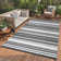 Waterproof Outdoor Rug Reversible Plastic Straw Rug, Modern Striped Outside Mat, UV-Resistant Camping Rug, Outdoor Carpet for Porch, Deck