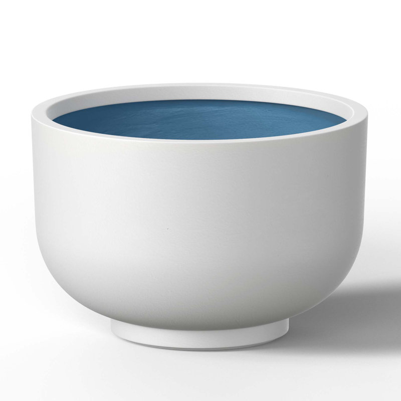 Grand pot à fleurs rond en béton avec trous de drainage (intérieur amélioré), H 7,87 po x l 13,78 po x P 13,78 po
