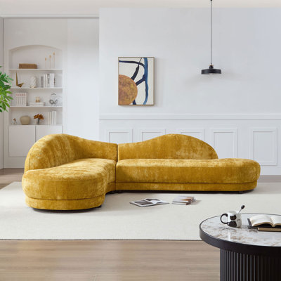 113.78 Inch Mid-Century Upholstered Comfy Couch with Facing Chaise Left for Livingroom,Bedroom, Apartment, Home Office