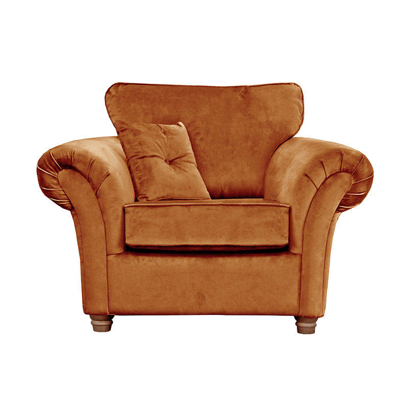 Lila Velvet Accent Chair, Burnt Orange