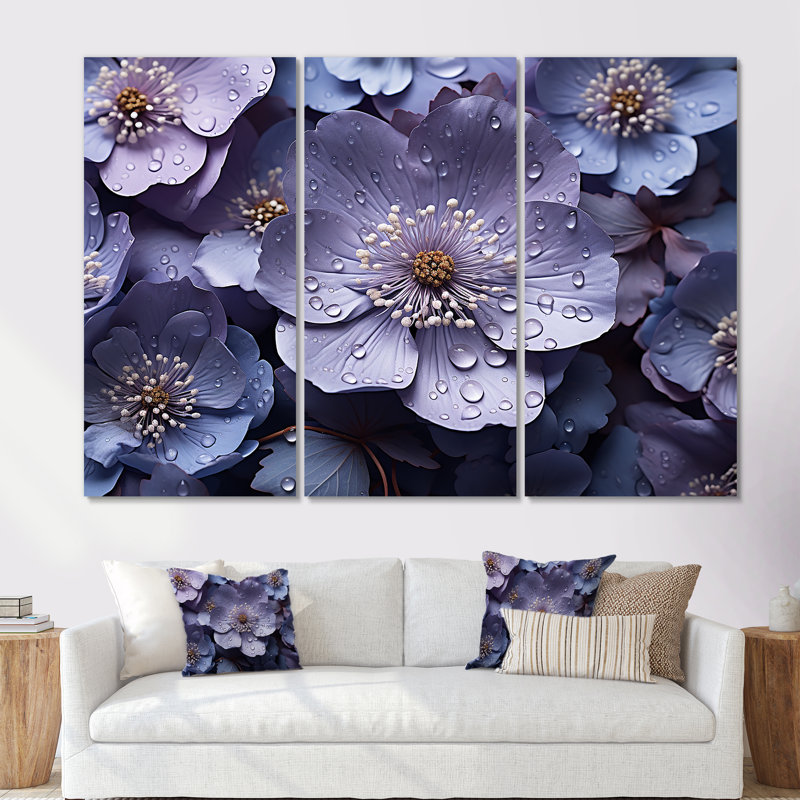 «Buttercups Lavender II - Buttercups», ensemble de reproduction d'art mural, Toile tendue, H 28 po x l 36 po x P 1 po