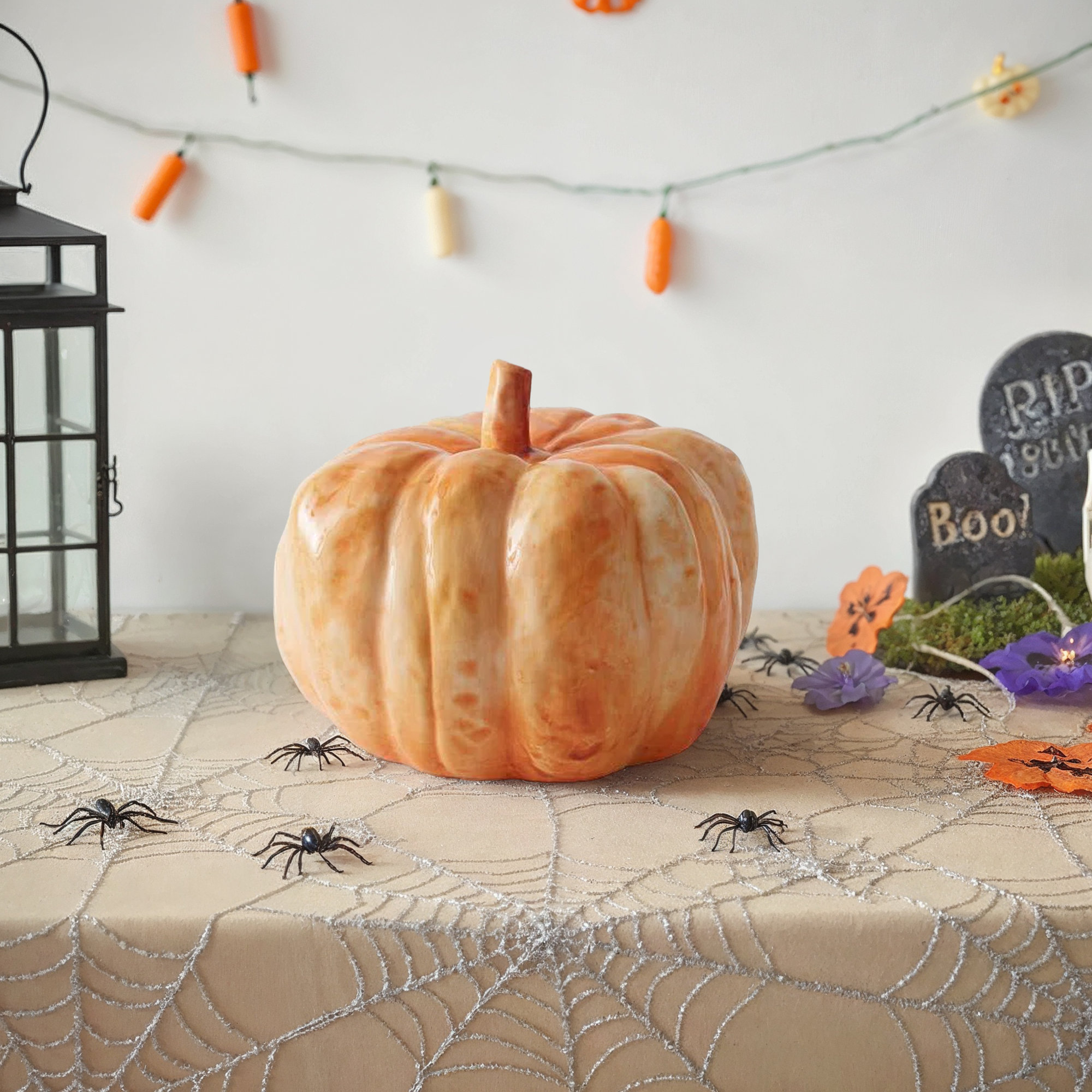 Pumpkins, Orange, 10" H x 11.5" W x 11.5" D