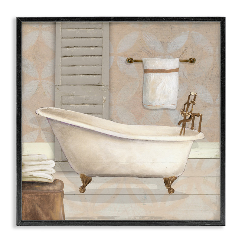 Giclée de baignoire sur pattes neutre, design par Carol Robinson, Giclée encadrée noir minuit, H 12 po x l 12 po