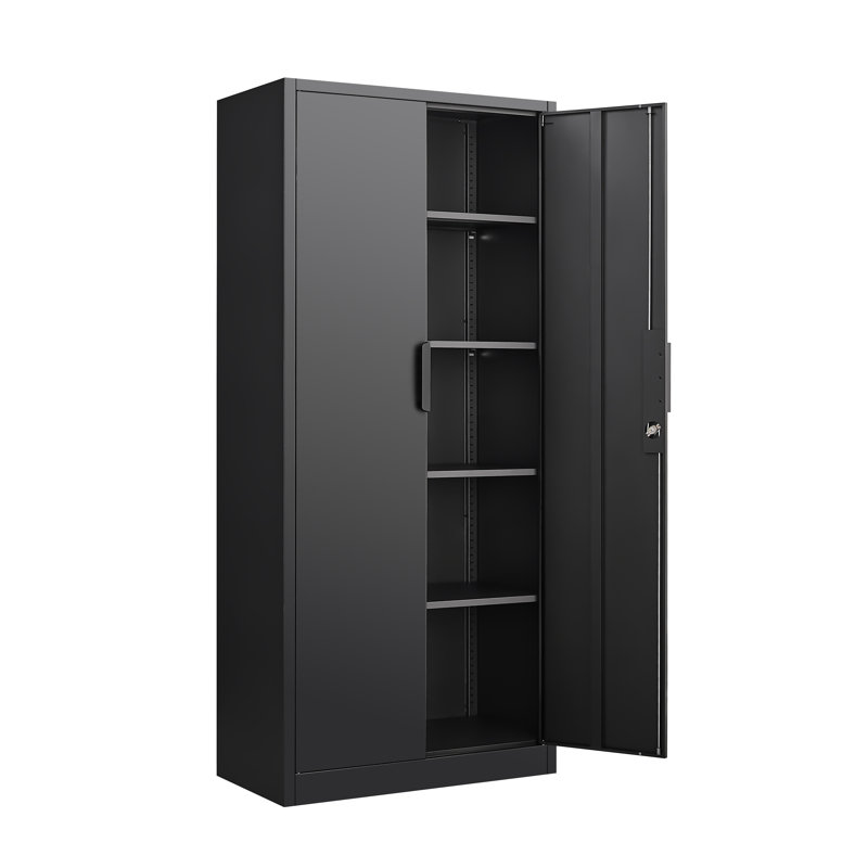 Classeur vertical à 2 portes de 183 cm (72 po) avec serrure, 4 étagères réglables, structure robuste en acier pour documents de format légal et lettres, noir