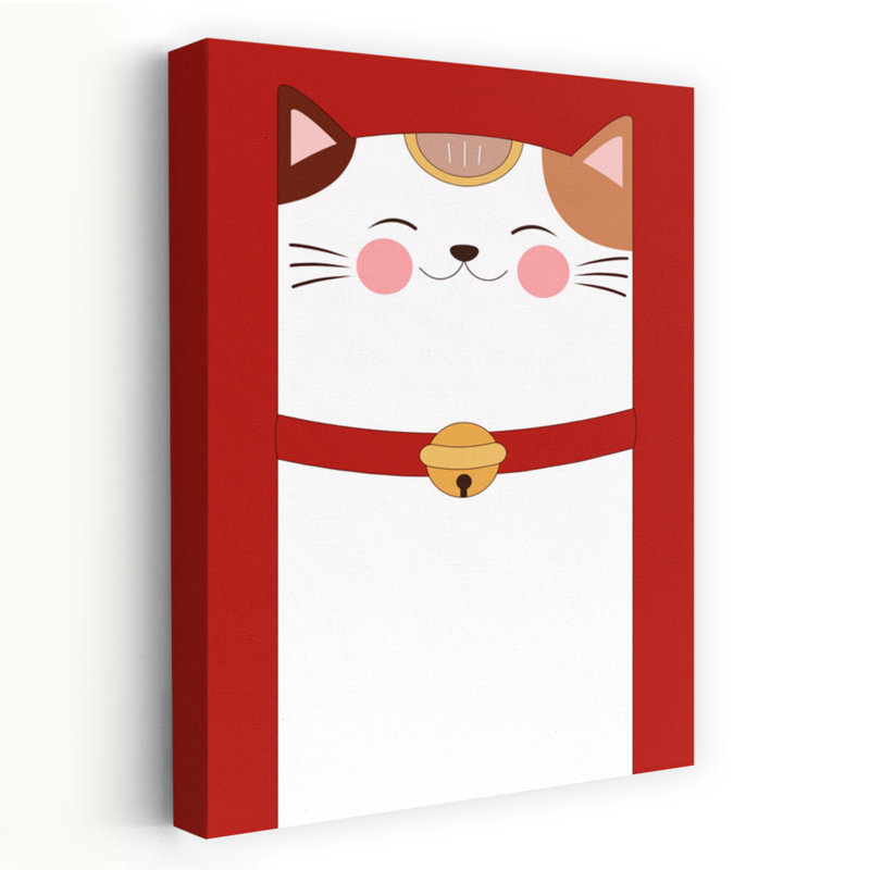 Affiche murale contemporaine Chat porte-bonheur, H 36 po x l 24 po