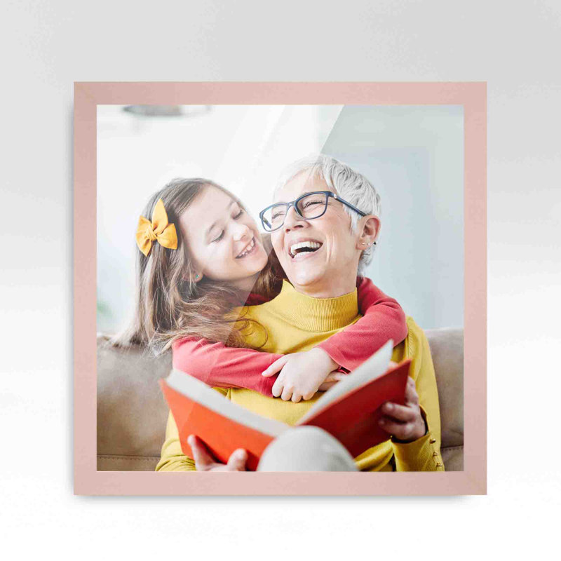 Cadre photo en placage brun, 10 po x 10 po, Jaune / rouge