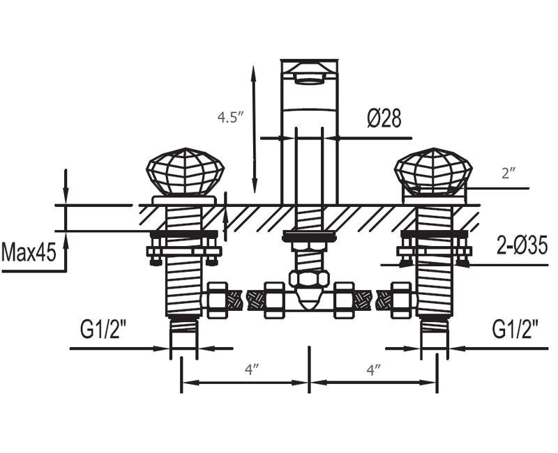 Rock Widespread Bathroom Faucet with Drain Assembly