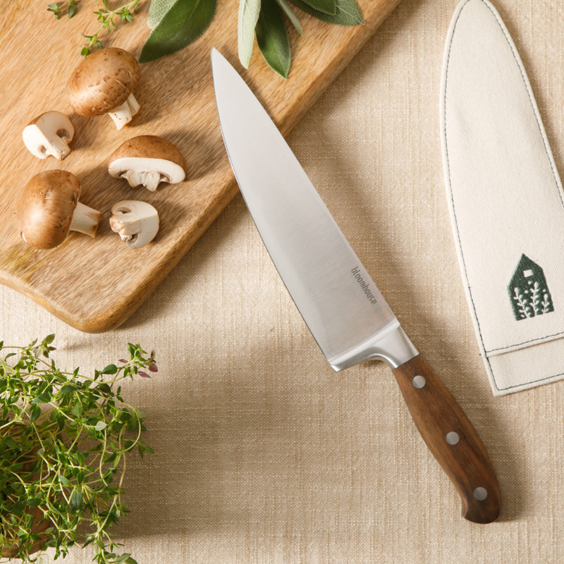 Couteau de chef allemand en acier 8 po avec poignée en bois de noyer Bloomhouse Bloomhouse, 8in Chef Knife