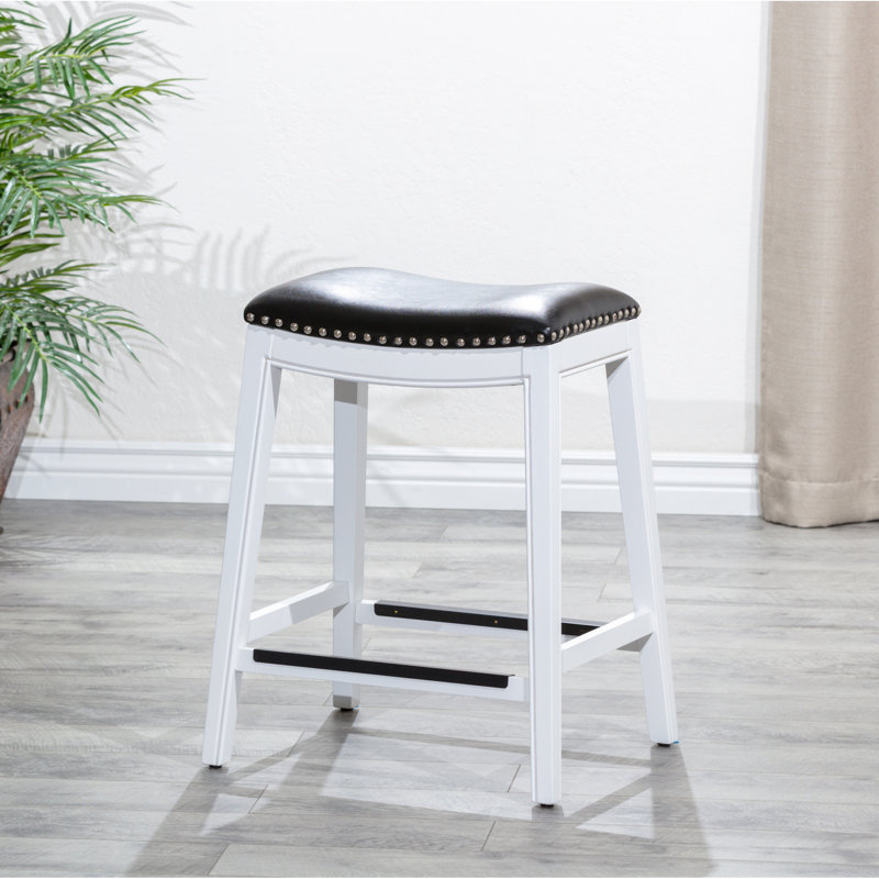 Tabouret de comptoir blanc 24 po avec cuir retravaillé doux et option élégante