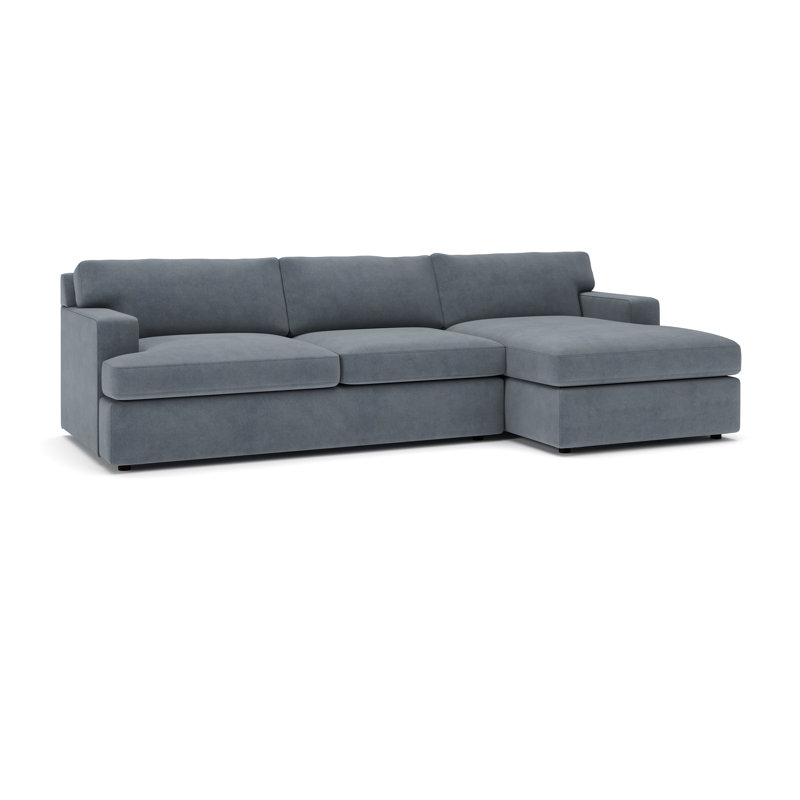 Cleo 2-Piece Upholstered Sectional, Bella Gunmetal Performance Velvet, Right Hand Facing