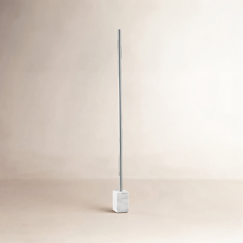 Ericson 65'' Column Floor Lamp, Brushed Steel/White Marble