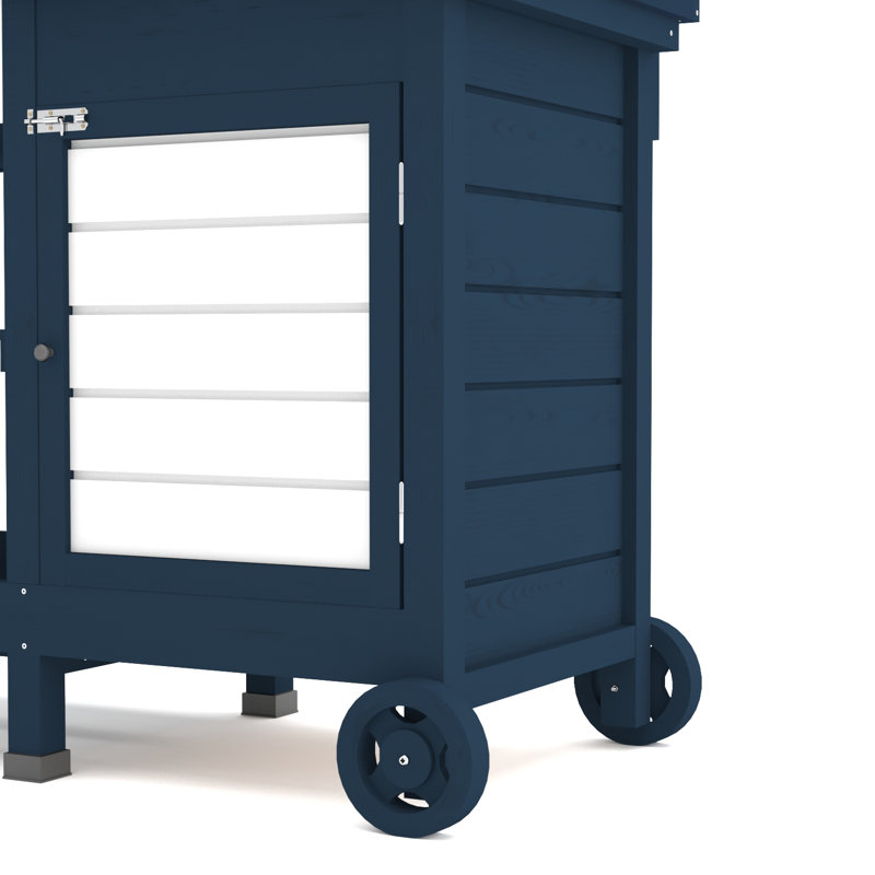 Banc de jardin en bois, Bleu foncé/blanc