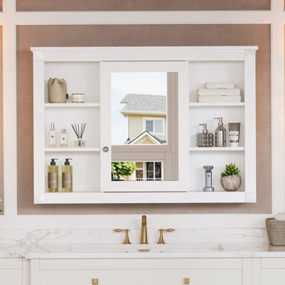 Armoire de rangement murale pour salle de bain, armoire à miroir avec tablettes ouvertes