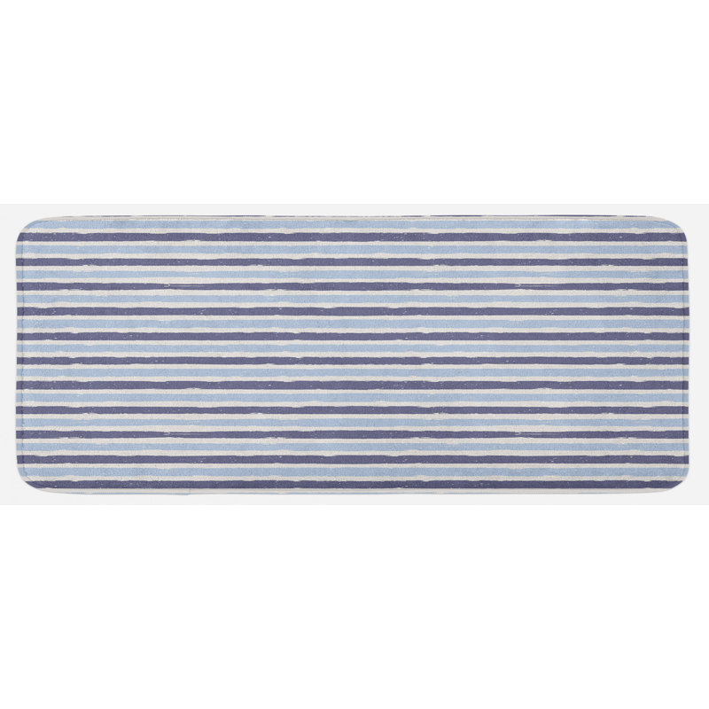 Tapis de cuisine à motif horizontal à rayures horizontales abstraites et bleues pour bébé tons