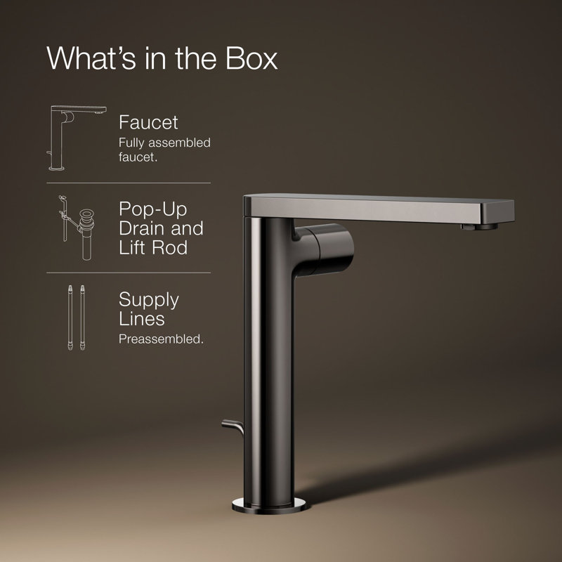 Single-Handle Bathroom Faucet with Drain Assembly, Vibrant Titanium