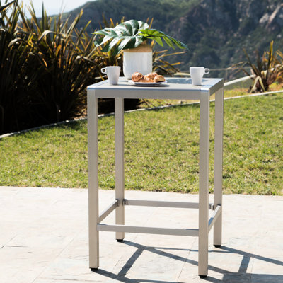 Table de bar d'extérieur avec cadre en aluminium et plateau en verre ovni gris Il n'y a pas de verre ovni pour une table de bar d'extérieur. Résistant aux intempéries