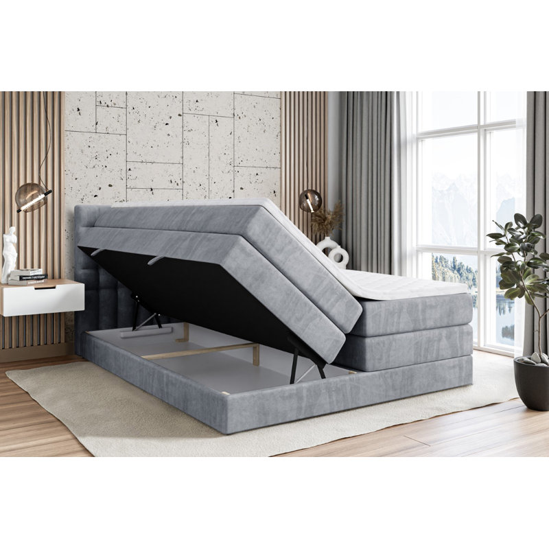 Bed, 140 x 200cm, in Grey