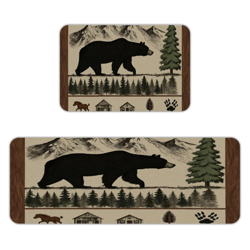 Ensemble de 2 tapis de cuisine Black Bear Wilderness, Ours noir sauvage