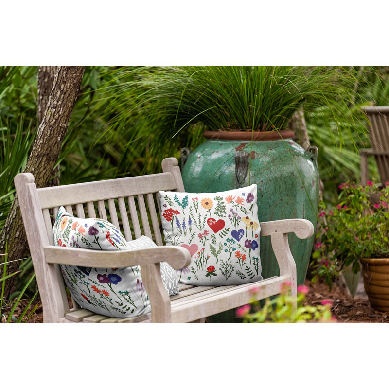 Coussin intérieur / extérieur Valentine Garden, 20 po x 20 po, Blanc