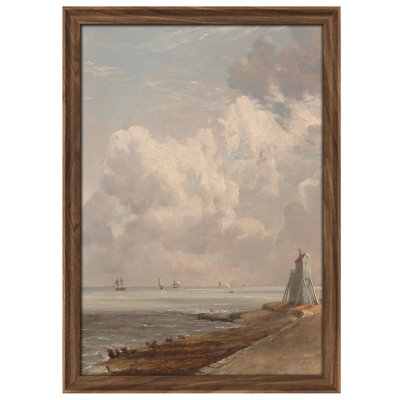 Art mural vintage rétro encadré pour chambre à coucher - 26 po x 36 po brun avec mat blanc