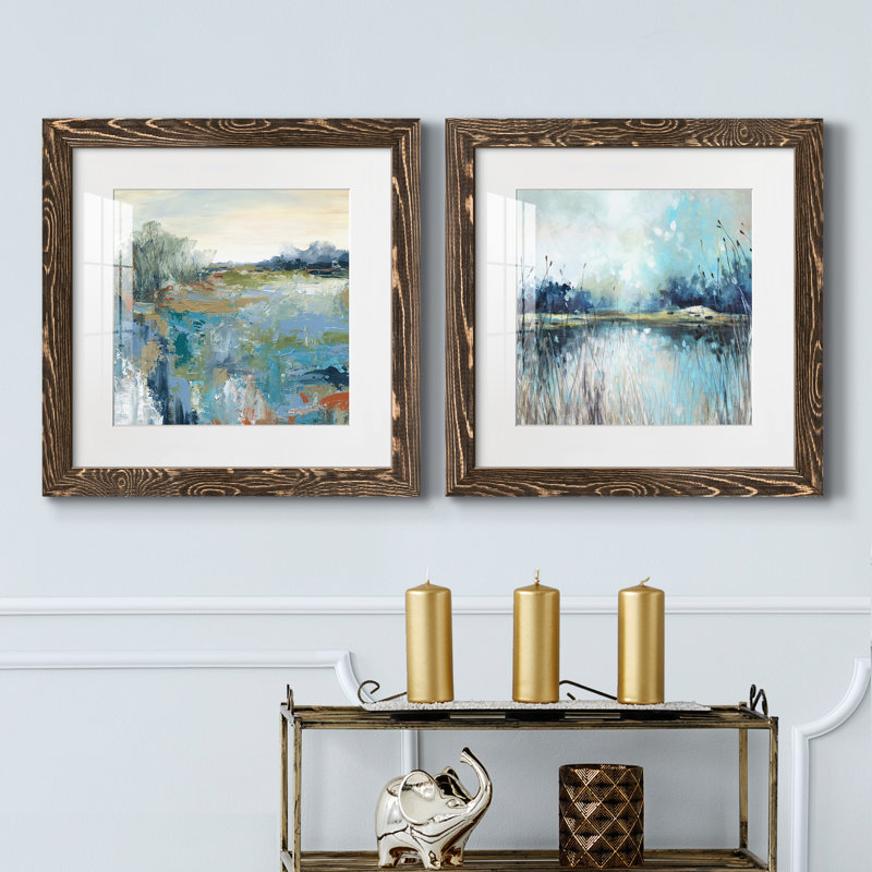 " Energetic Earth " 2 Piece Art Color Photography Painting, 20" H x 40" W x 1.5" D, Walnut Framed
