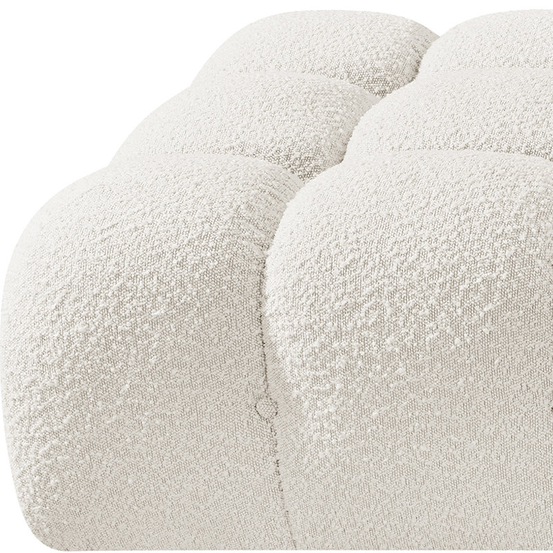 Ames Upholstered Sofa, Cream Boucle Fabric, 2 Corner, 1 Ottoman