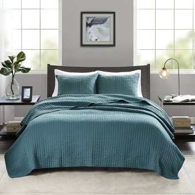 Courtepointe réversible bleu sarcelle pour lit simple / simple TG - Microfibre, rembourrage en coton, améliorant l'hygiène Une literie enchanteresse réversible, rembourrée, un sommeil confortable