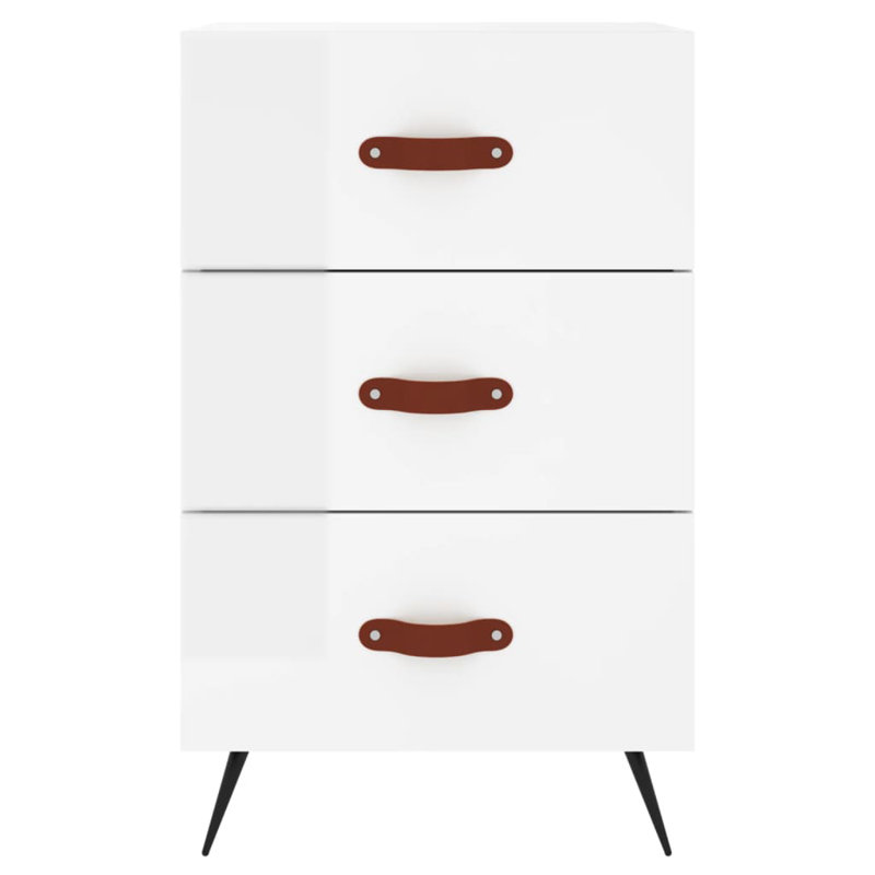 Bursten 40cm W Iron Bedside Table, High Gloss White