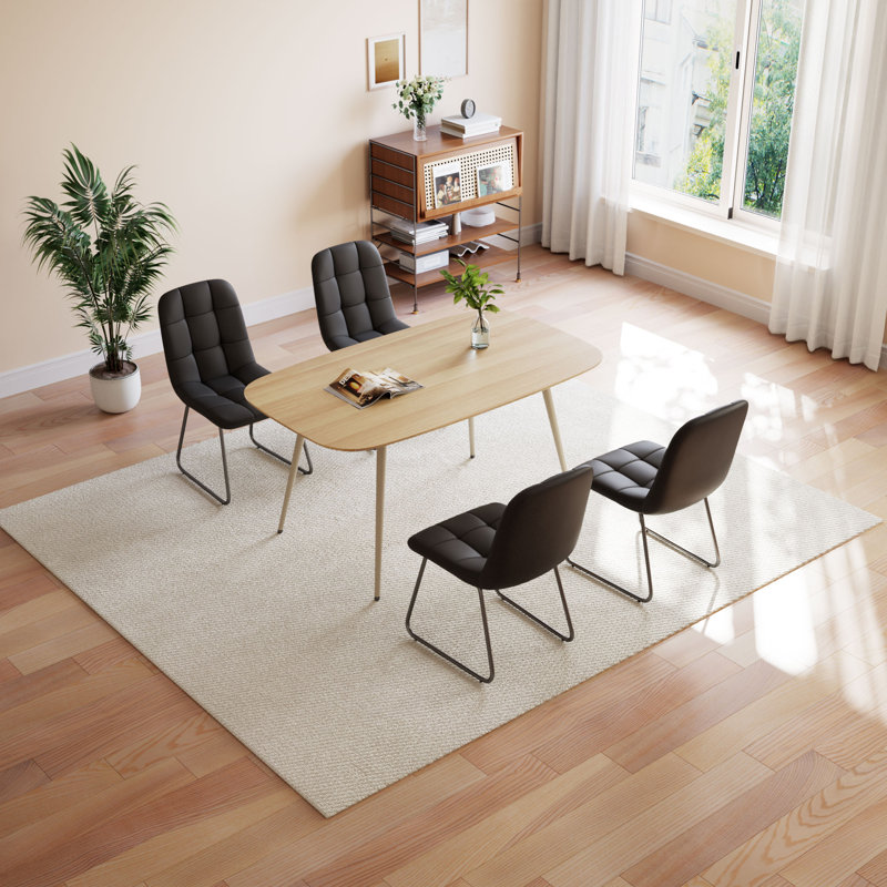 5-Piece Dining Table and Chairs ,Dining Room Set with 4 Modern Chairs, Black, Yellow