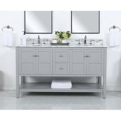 Amyra Hoefer 60" Double Bathroom Vanity Set