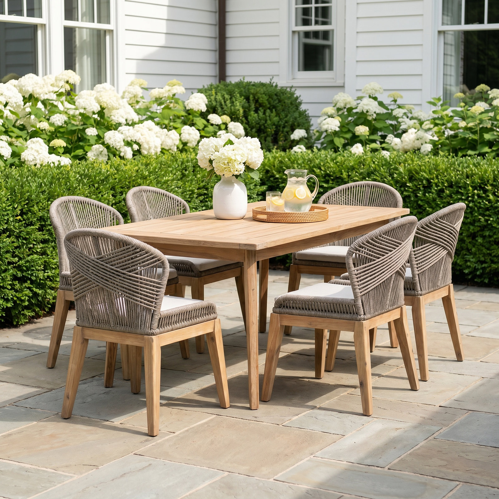 Daveney 67" Acacia Patio Dining Set, Beige