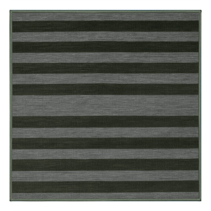 Tapis vert à rayures horizontales lavable à la machine, Carré 4 pi