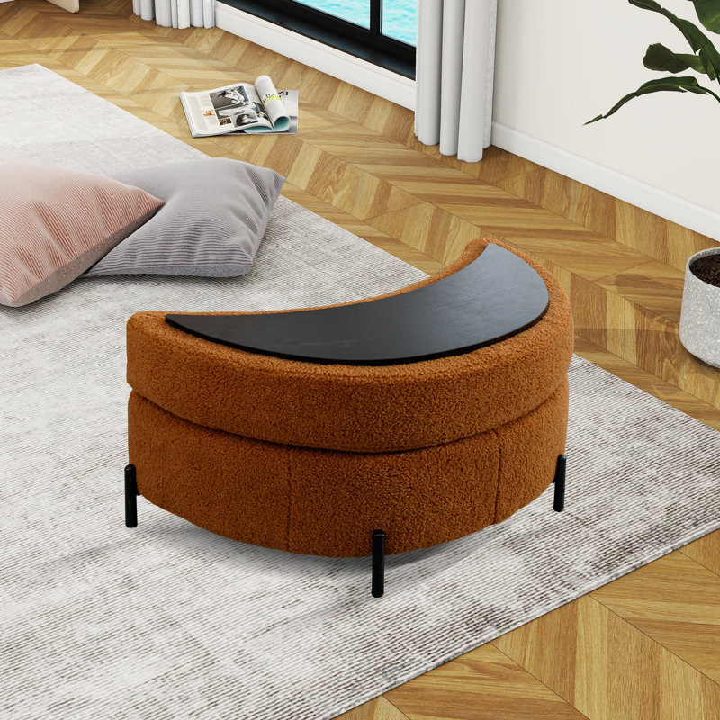Achorn Upholstered Ottoman, Caramel Teddy