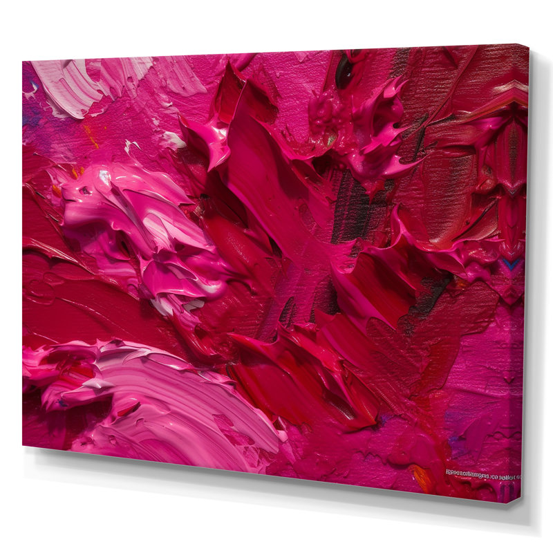 Viva Magenta Bliss Wildness - Décoration murale peinture abstraite, H 16 po x l 32 po x P 1 po, Toile tendue