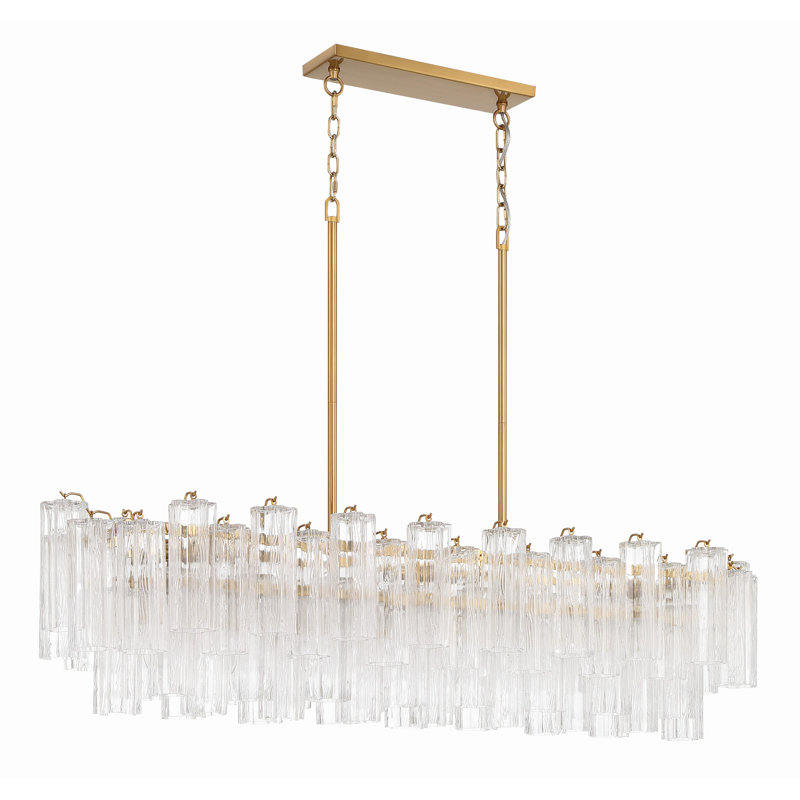 Quinzio 14 - Light Dimmable Linear Chandelier, Aged Brass