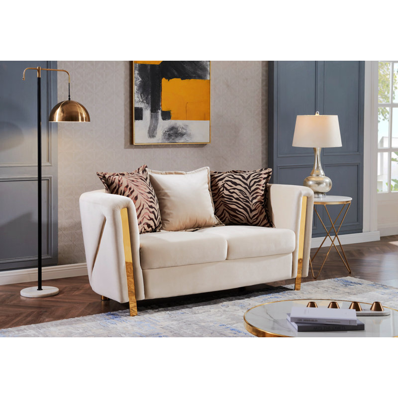Causeuse Nahri beige, Velours beige