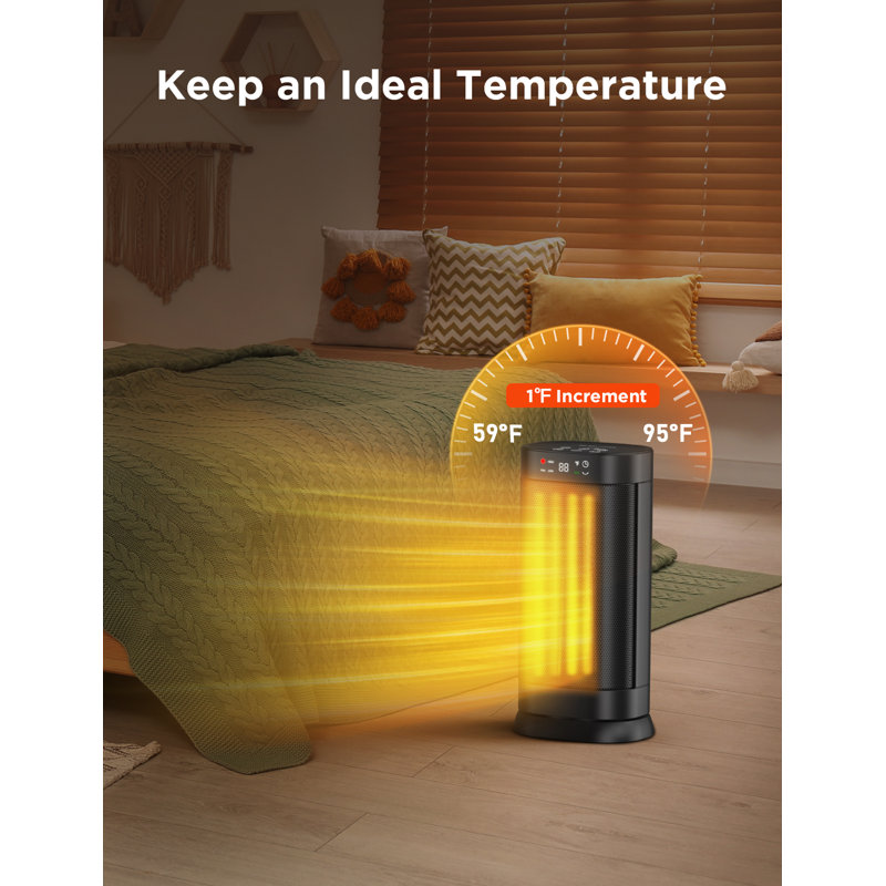 Space Heaters for Indoor Use, 1500W Fast Heating Oscillating Portable Electric PTC Ceramic Heater with Thermostat, 4 Modes, Overheat Protection, 1-24h Timer, Remote for Bedroom Office